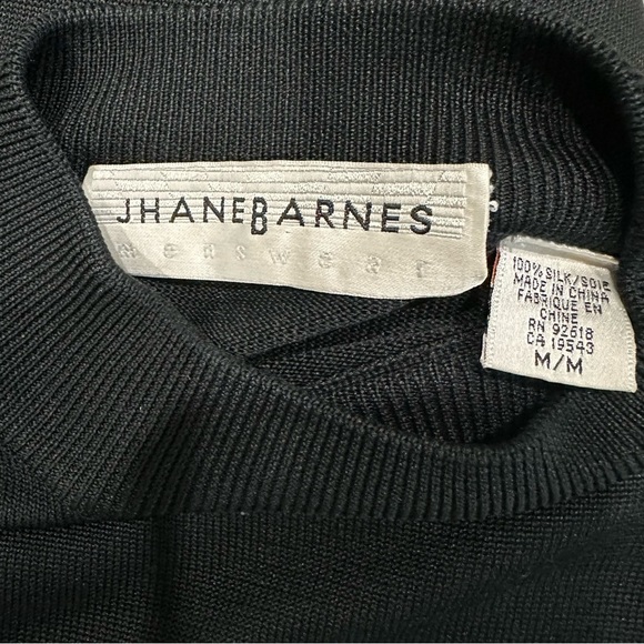 Jhane Barnes 100% Silk Pullover Sweater Medium Black Old Money Luxury READ - Picture 3 of 9